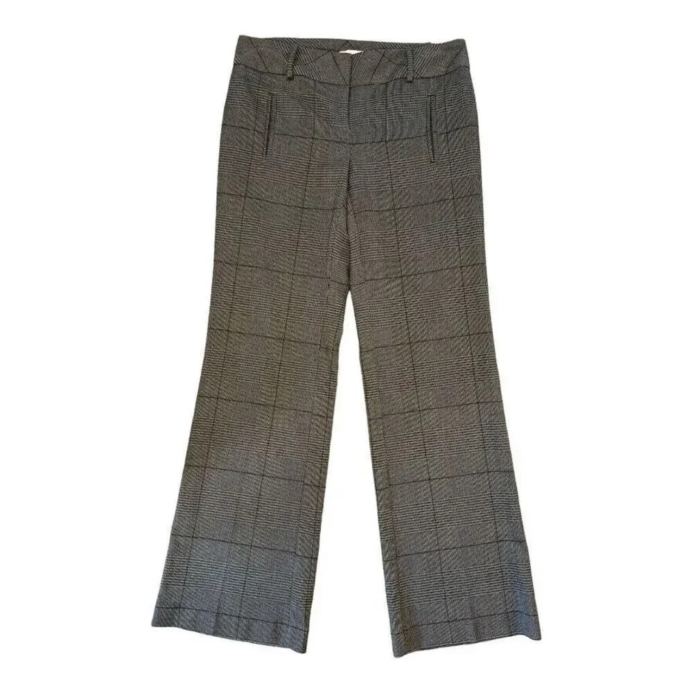 LOFT Women's Plaid Bootcut Dress Pants Size 4 Gray Office Career